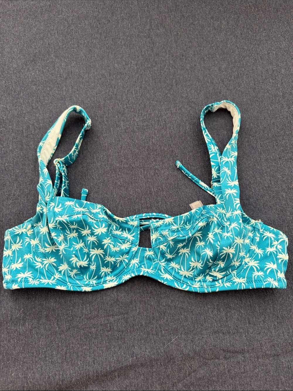 Victoria's Secret Teal Palm-Print Underwire Bikini Top
